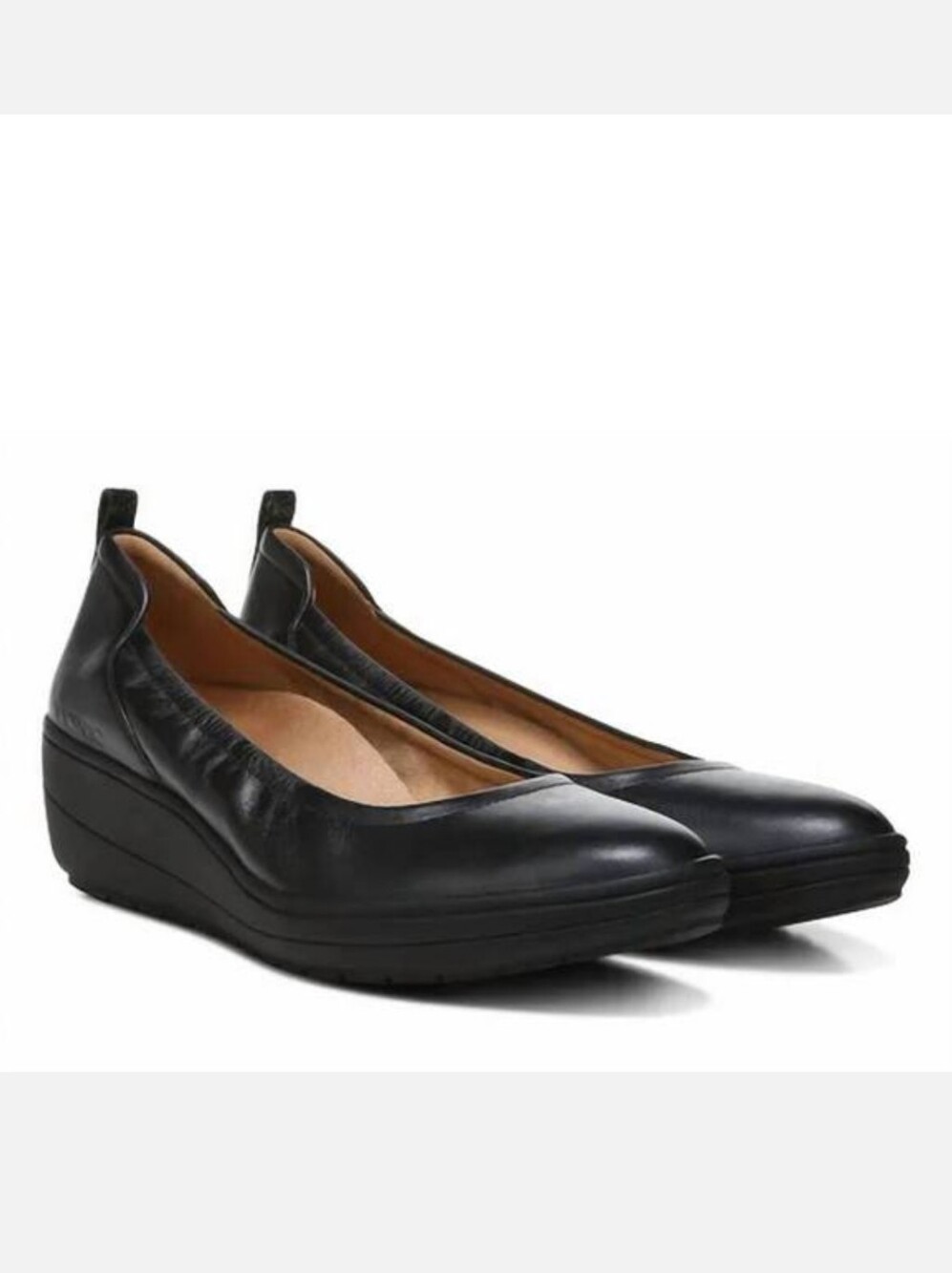 Vionic Jacey Black Leather Wedges. Slip-Ons. Size 8.5